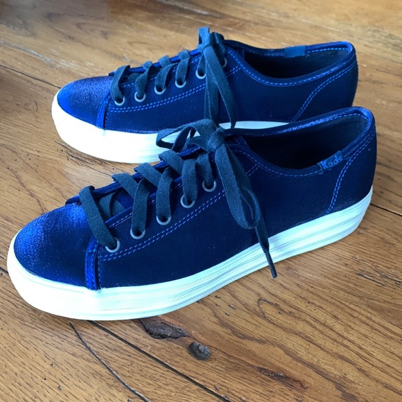 Keds Shoes Keds Kickstart Blue Velvet Platform Sneakers Womens
